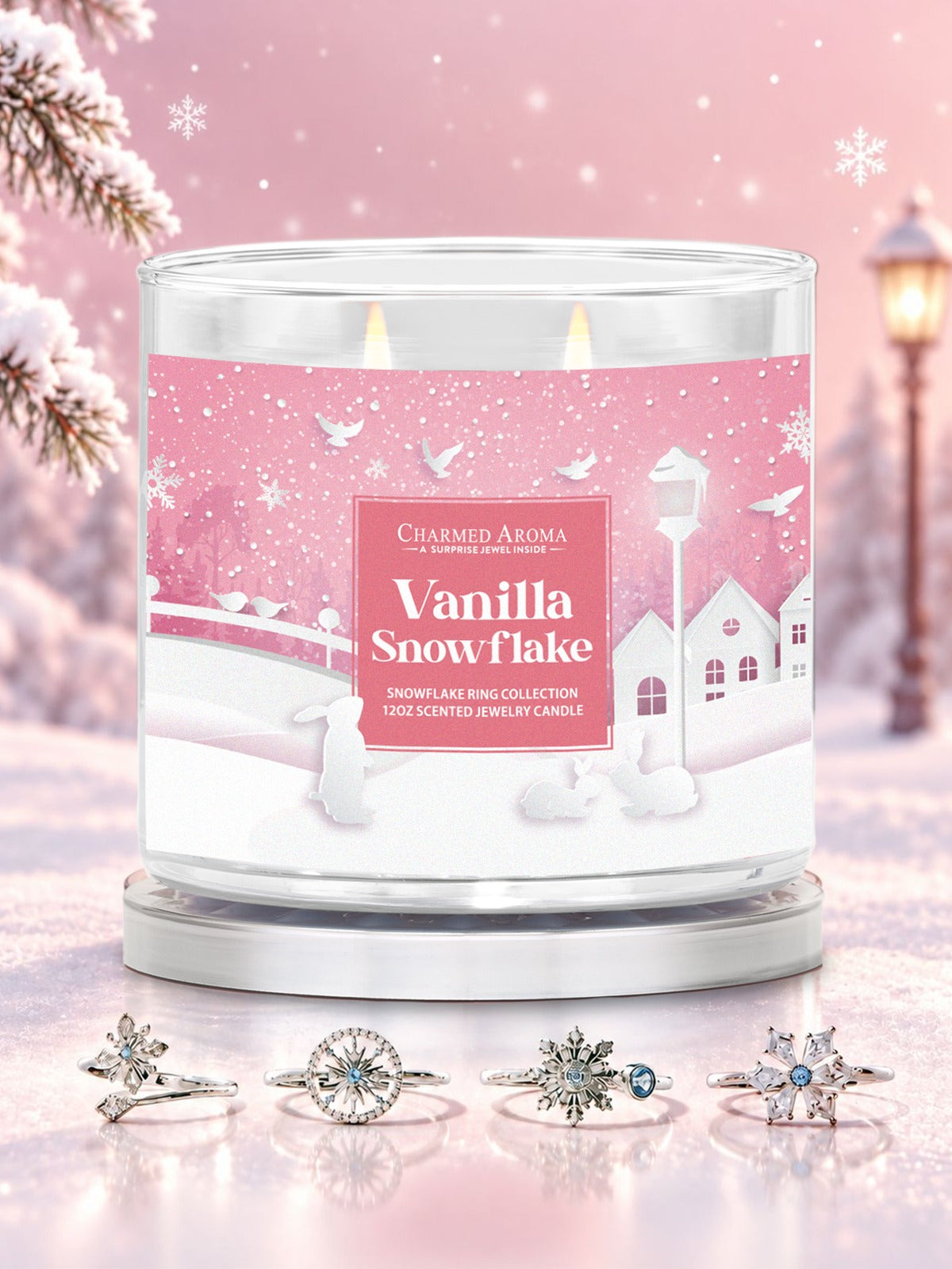 Vanilla Snowflake Candle - Snowflake Adjustable Ring Collection