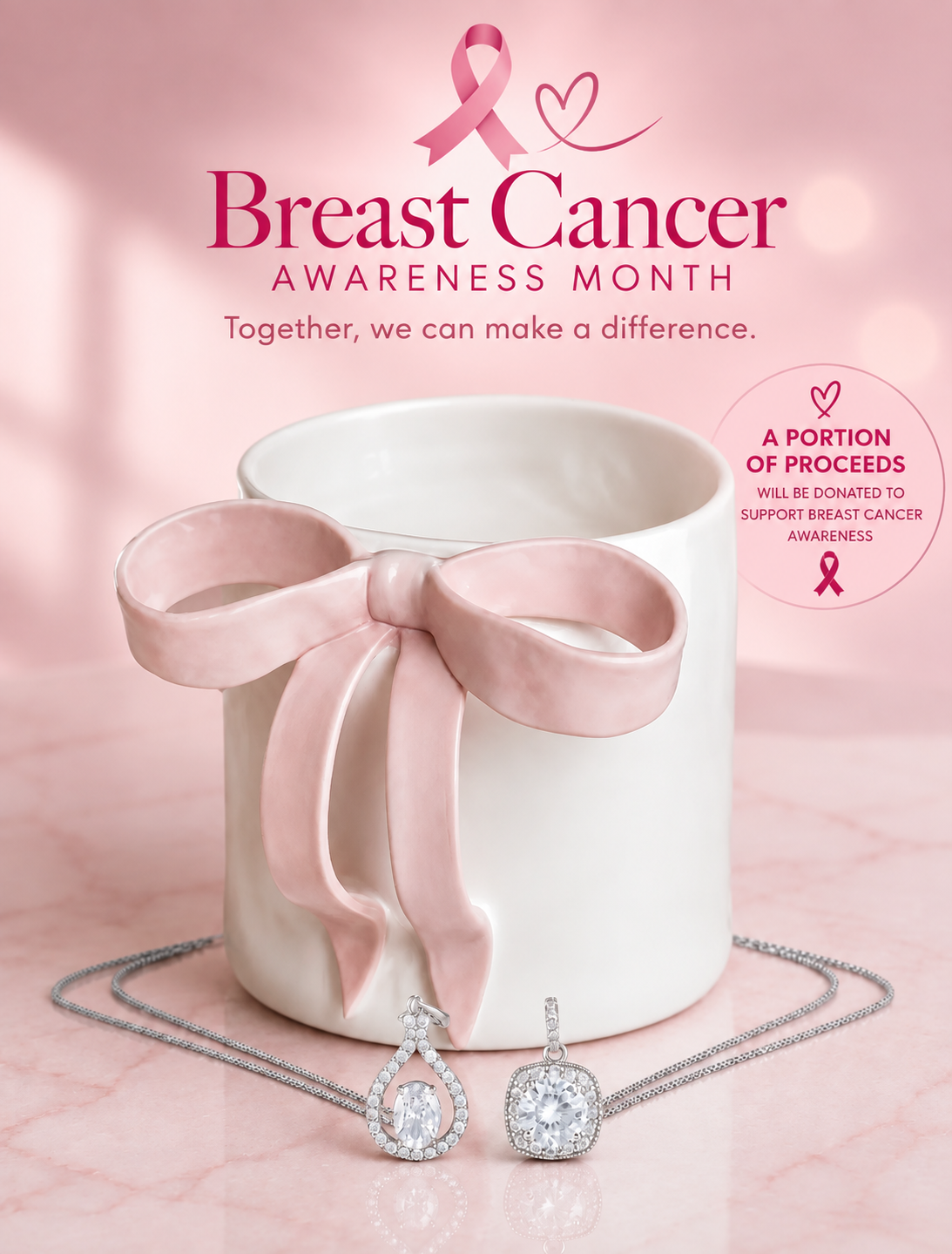 Pink Bow Mug Candle - Classic Necklace Collection